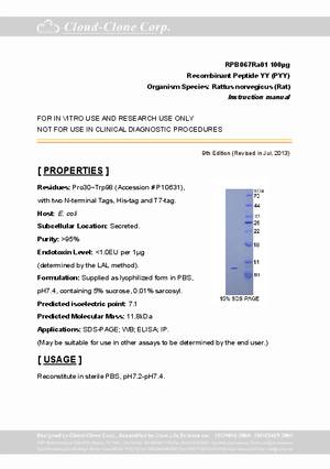 Recombinant Peptide Yy Pyy Rpb067ra01 Rattus Norvegicus Rat Cloud Clone Corp Ccc