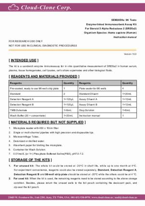 Elisa Kit For Steroid 5 Alpha Reductase 2 Elisa Kit For Steroid 5 Alpha Reductase 2